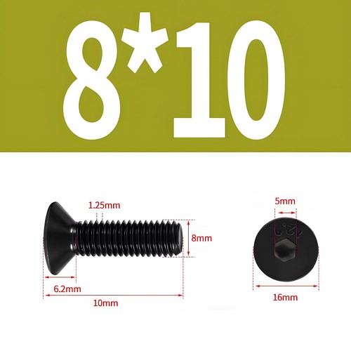 Tornillos avellanados de acero M8 DIN 7991 12.9 negro hexágono interior cabeza avellanada M8x - Imagen 3 de 18