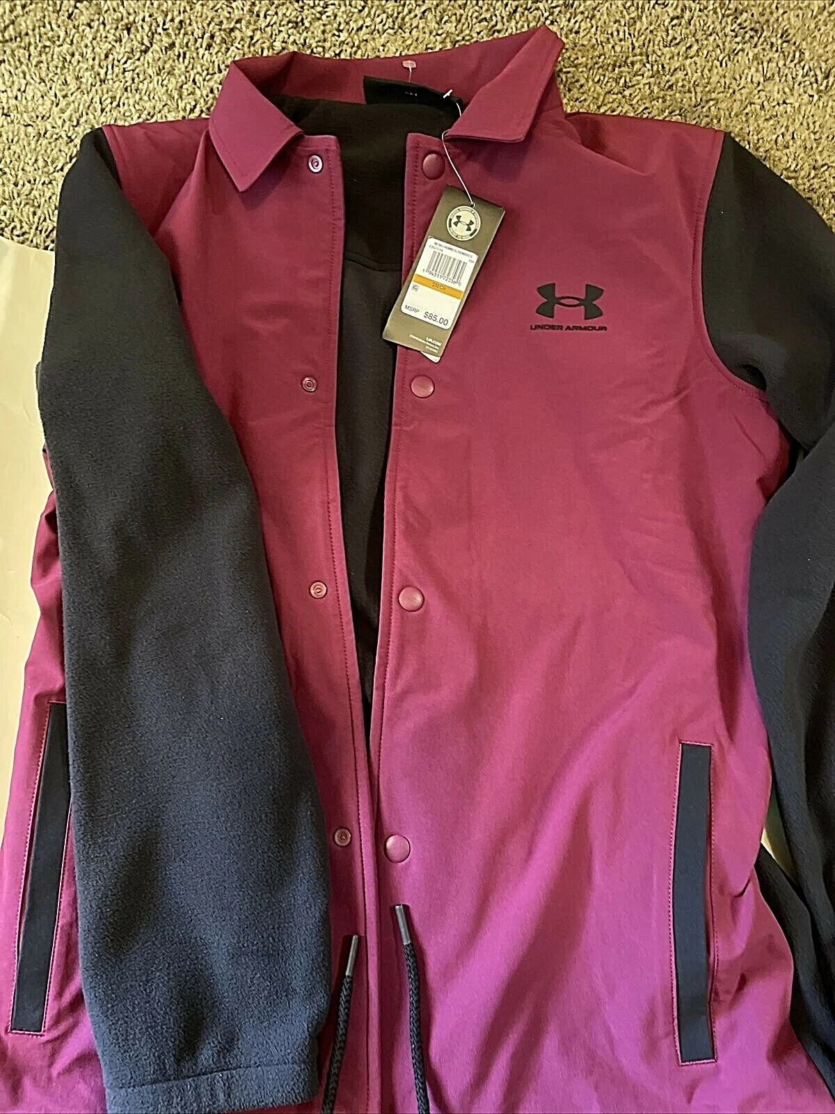Men's Under Armour Cold Gear Infrared Loose Fit Maroon fleece Zip Jacket New