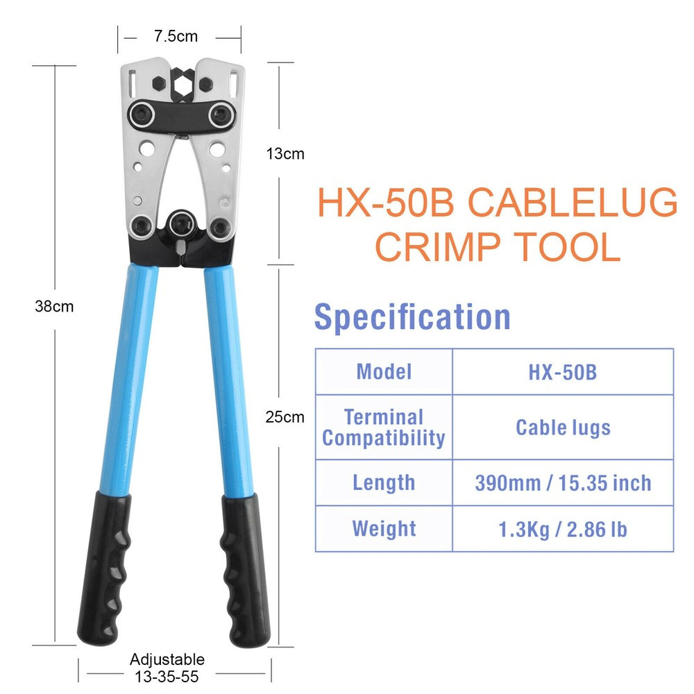 Large Wire Terminal Crimping Tool 6-50mm² Cable Lug Crimper Cu/Al Terminal Plier