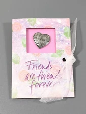 Vintage Bob Siemon Designs Pewter Friends Forever Heart Cross Pin