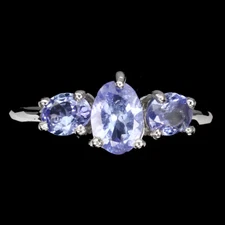 925 Sterling Silver Ring Oval Tanzanite 7x5mm Gemstone Jewelry 8.5