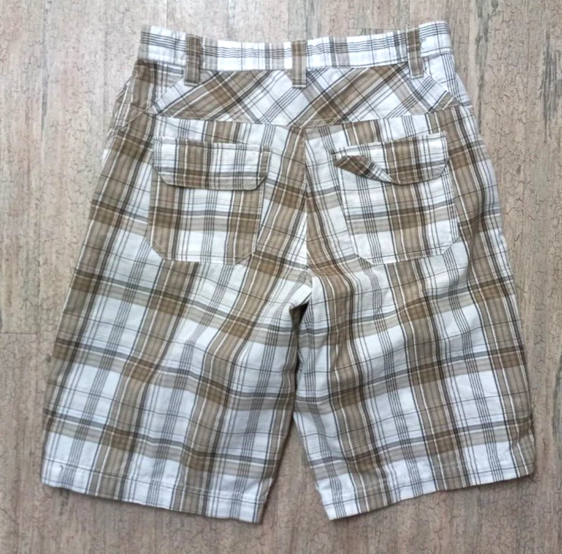 Indigo Milk Chino Shorts Men's 30 Brown Plaid Flat Front Cotton Blend Casual - Image 4 of 4