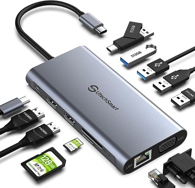 Docking Station 12 in 1 Full Triple Monitor USB C Docking Station USB C Hub