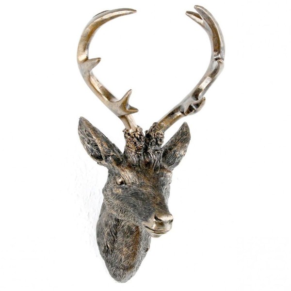 Geweih Hirschgeweih 20X12X30Cm Bronze Kunststoff 10Ender Hirschkopf Wanddeko-image