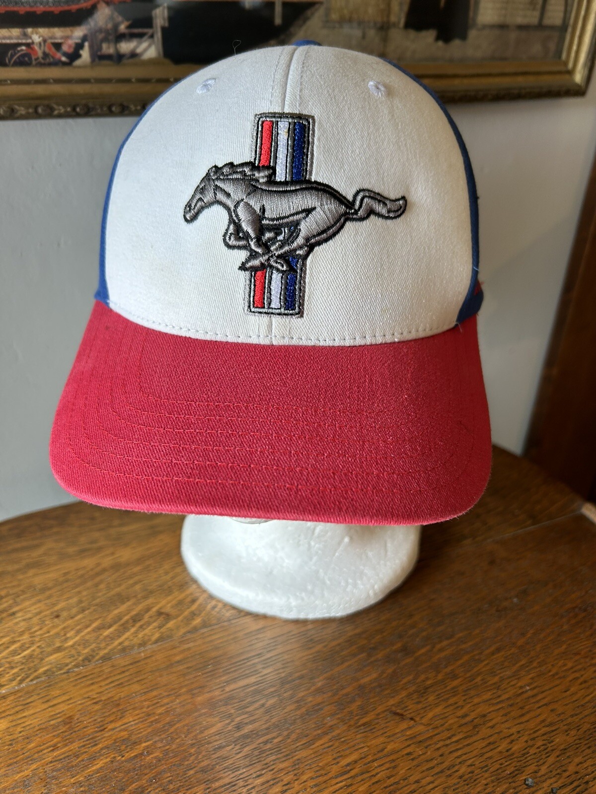 Cappello Cappello Cappello Regolabile CFS Mustang Pony Auto Rosso Bianco Blu Ford