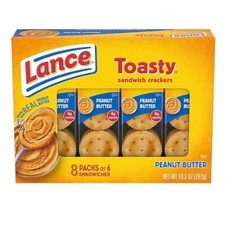 Lance TOASTY Sandwich Crackers PEANUT BUTTER 8 Packets 10.3 Oz. 1 Box