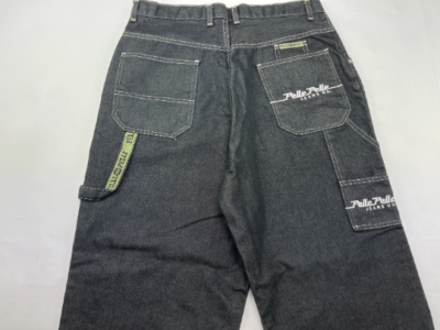 Pelle Pelle jeans, shiny black, vintage baggy, silver Pelle Pelle jeans, shiny black, vintage baggy, silver