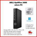 Dell OptiPlex 3080 Micro Intel i5-10th 256 SSD + 2TB HDD 32GB RAM Win 11 HDMI 4K