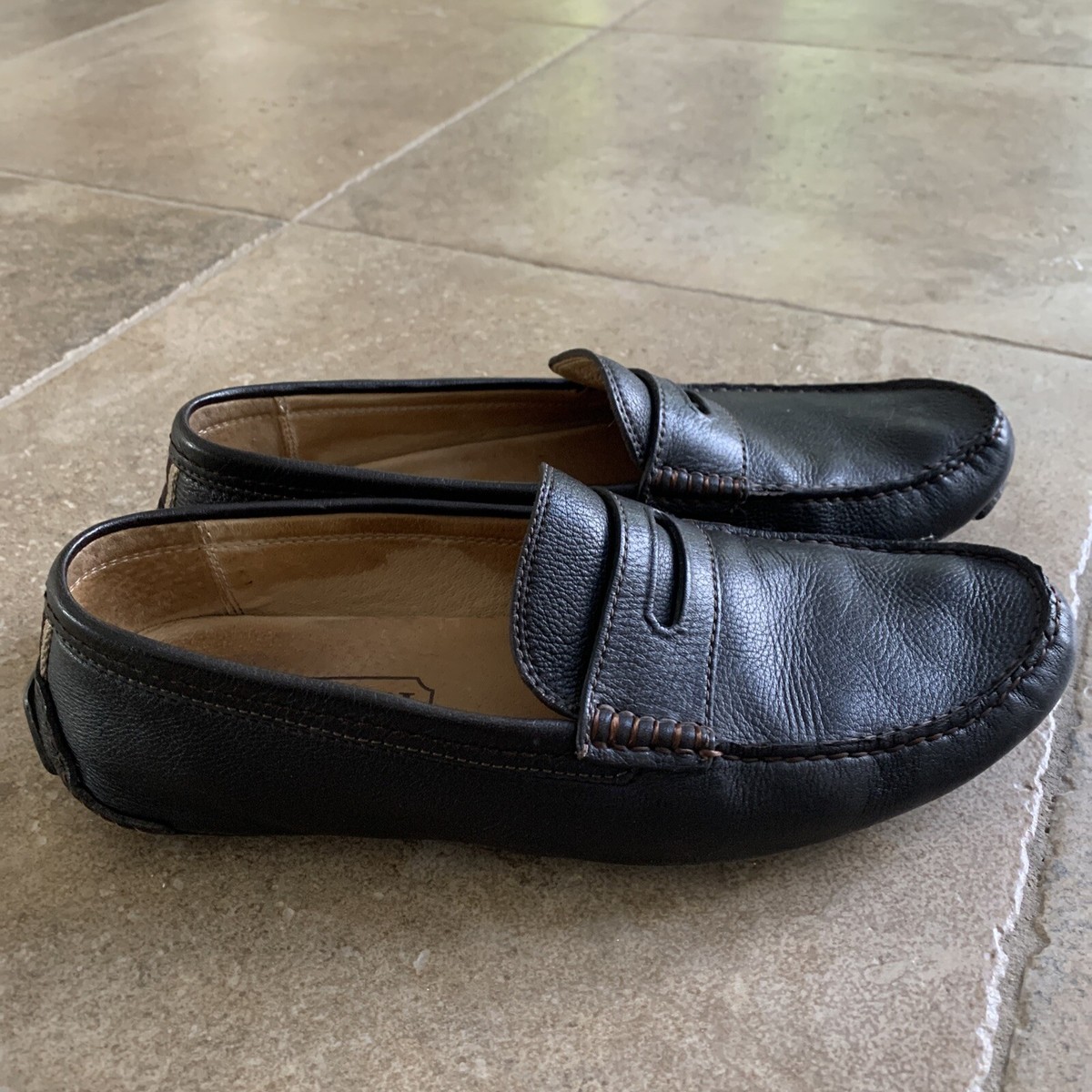Coach Signature Leather Men\'s Neal Pebbled Driver Shoes Size 11.5 0906 Black D13 COACH Men main image 3