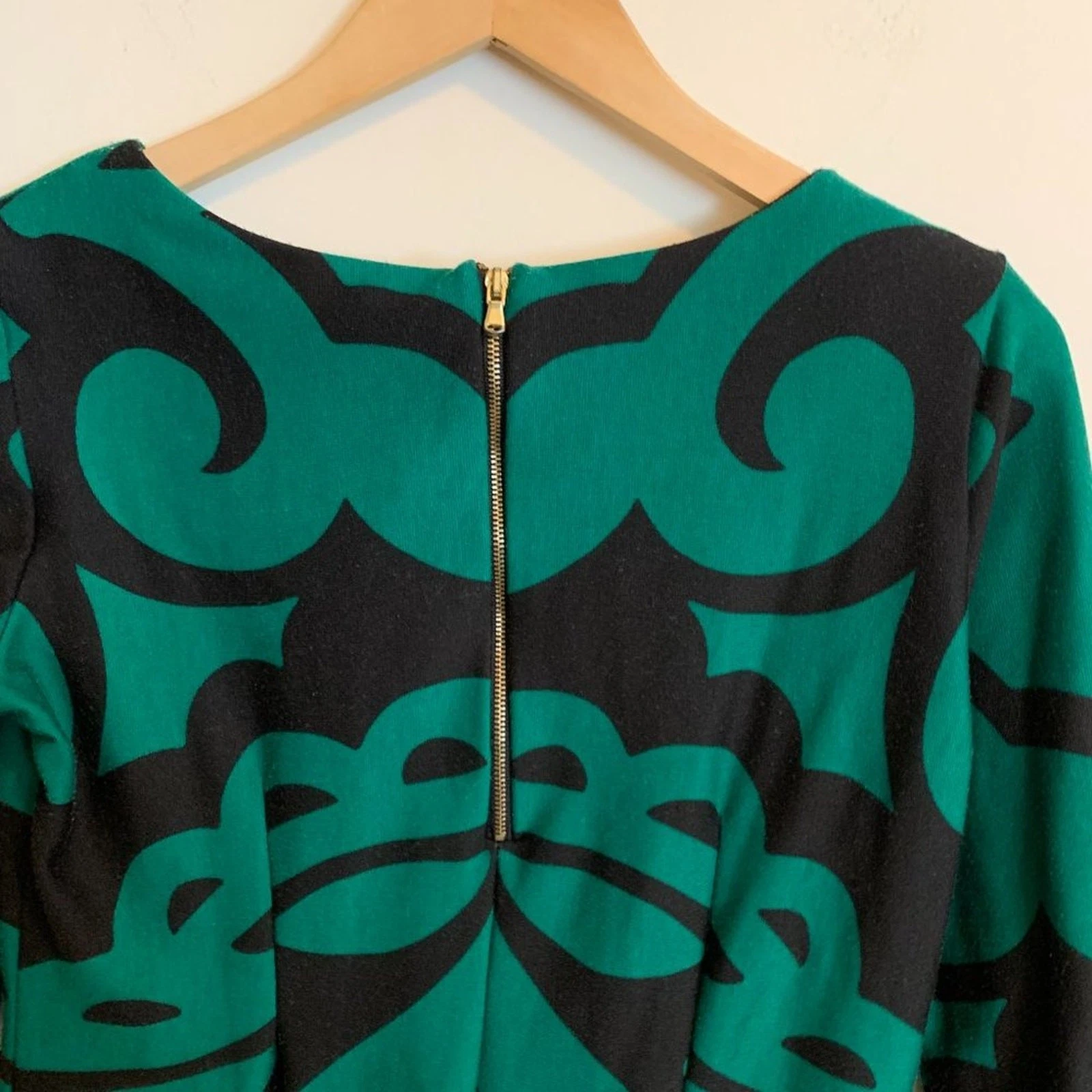 VETEMENTS Abito donna Just Taylor taglia 6 linea A verde nero oro cerniera manica 3 4