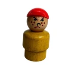 Fisher Price Little People Vintage Wood Figure Boy Red Cap Yellow Angry Face Toy