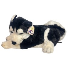 A A Aurora 17" Black White Siberian Husky Plush Dog Stuffed Animal Tag