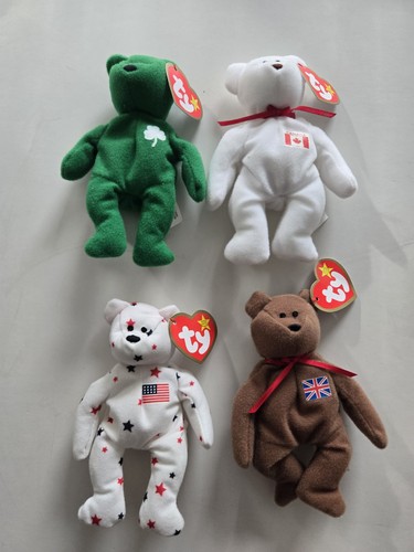 1999 McDonalds Ty Teenie Beanie Bear Set Britannia Erin Maple Glory Lot of 4