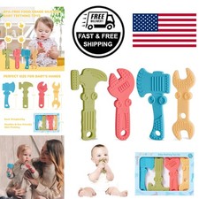 Baby Teething Toys BPA Free Silicone Soft Textured Hammer Wrench Set for Infants
