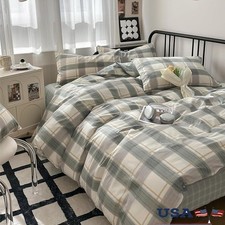 Geometric Plaid Queen Comforter Set Soft Microfiber All Season Bedding New