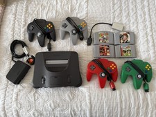 Nintendo 64 N64 Console Bundle Mario Kart Goldeneye etc 4 x Controllers