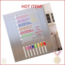 Neatsure Acrylic Magnetic Meal Planner Menu Board for Kitchen Fridge w/ 8 Marker