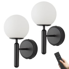 Battery Operated Wall Sconce Set of 2, Black Rechargeable Wireless Wall Lamp ...