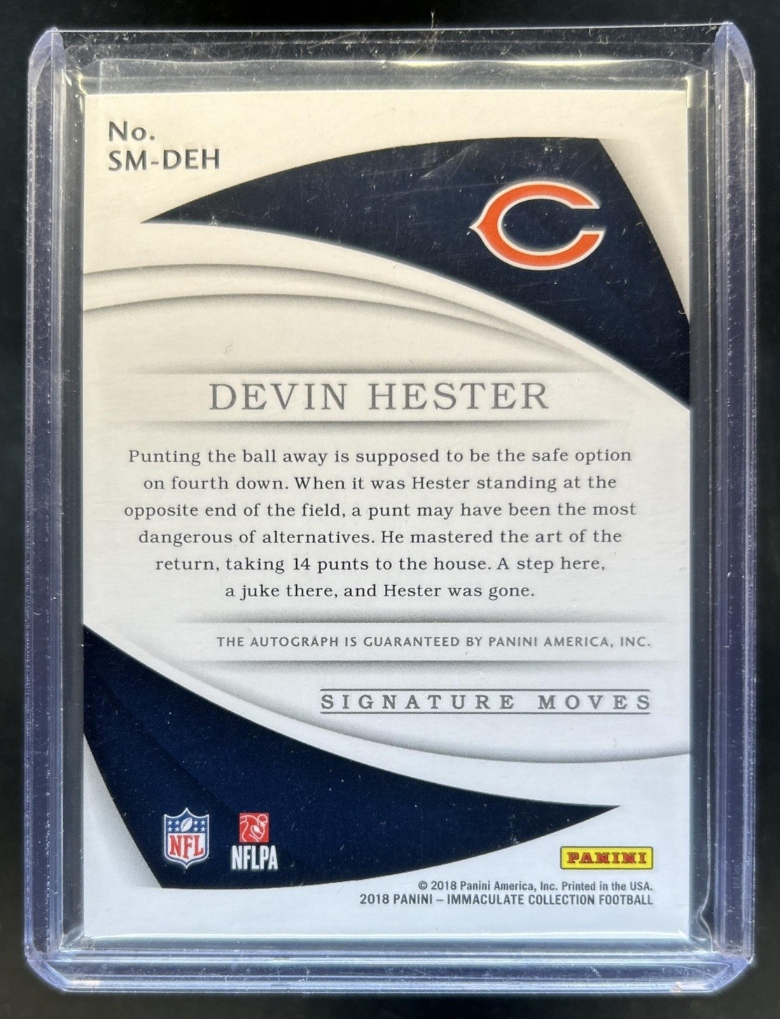 2018 Panini Immaculate Devin Hester Signature Moves Auto Autograph #/25 Bears view 2