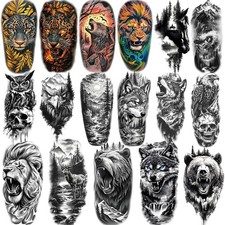 77 Sheets Temporary Tattoos for Adults and Kids - 2 Sizes Fake Tattoo Realistic