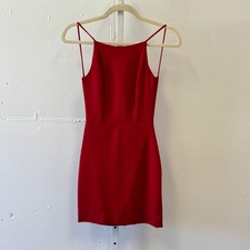 Soprano Red Open Back Mini Dress XS Spaghetti Strap Bodycon High Neck Cutout