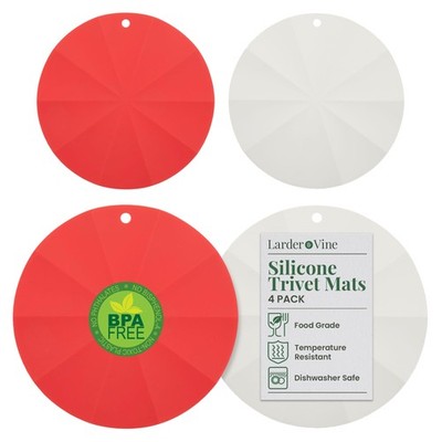 Larder & Vine Silicone Trivets for Hot Pots and Pans | Cabernet/French Gray