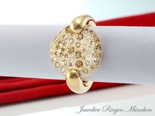 Pomellato Ring Sabbia Gelbgold & Weissgold 750 braune Diamanten Gr 53 Gold