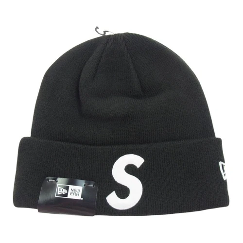 Bonnet tricot brodé logo Supreme 24AW x New Era S noir d'occasion LIFE 0