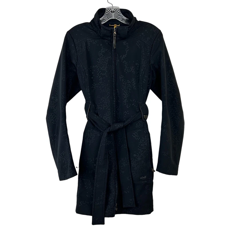 lole element trench softshell waterproof belted jacket