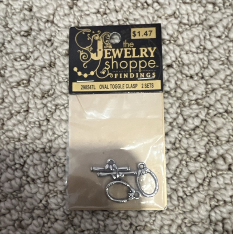 The Jewelry Shoppe Oval Toggle Clasp 298547L Silver 2 Sets