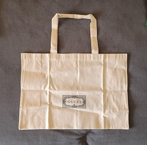 Authentic GUCCI Canvas Beige XL Tote 22x15.5 Handle Dust Bag Strap NEW - Picture 1 of 6