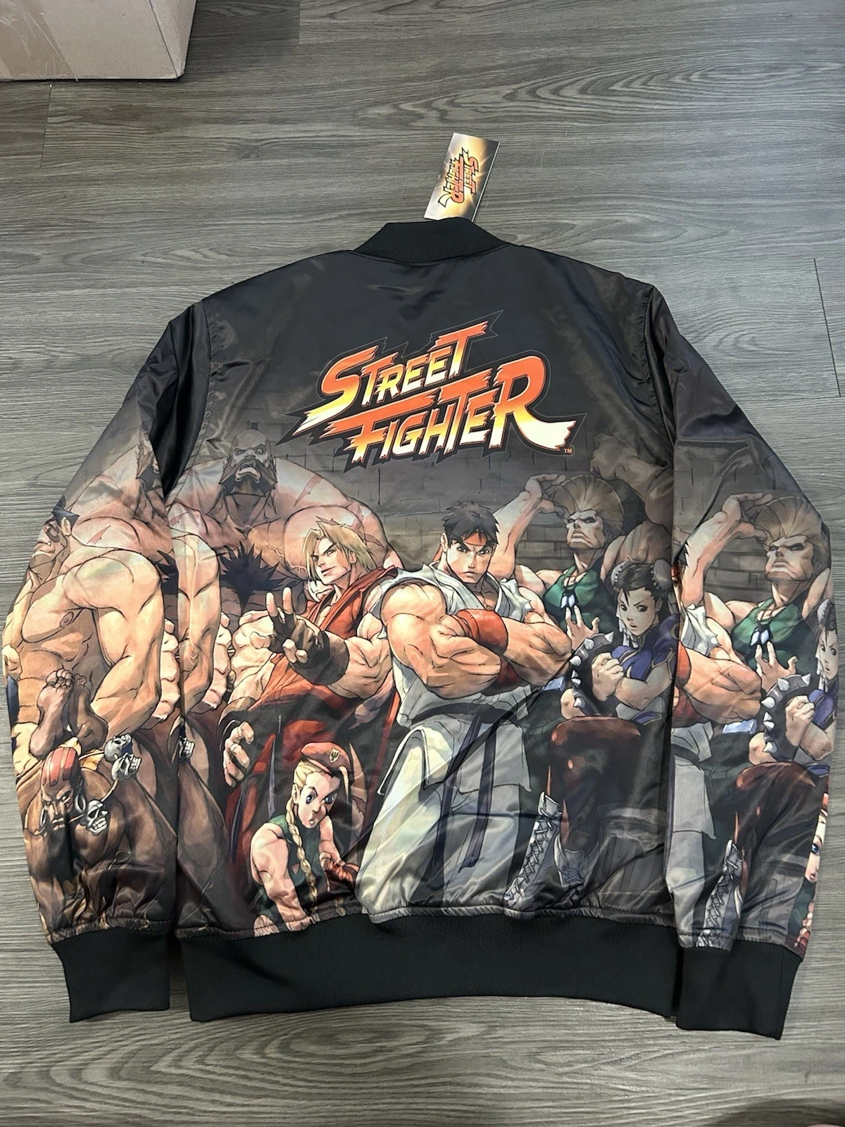 NWT Street Fighter Freeze Max Retro Capcom Squad Black Satin Jacket Mens Small image 2