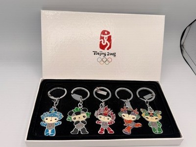 NEW In Box Official 2008 Beijing Olympics Set of Mascot Keychains 5 pieces