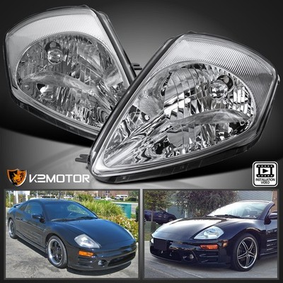 Clear Fits 2000-2005 Mitsubishi Eclipse Headlights Head Lamps Left+Right Pair