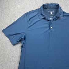 Hickey Freeman Golf Polo Shirt Mens Large Blue Geometric Print Short Sleeve