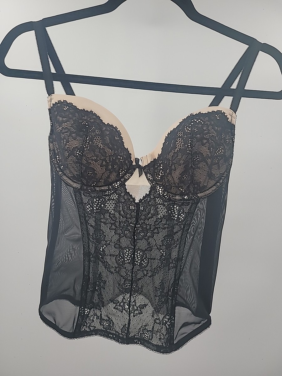 Victoria's Secret Black Lace Corset Top Sz 36C Whimsigoth Dark