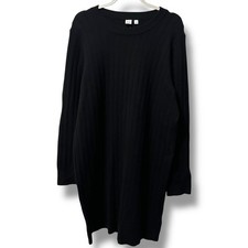 GAP True Black Ribbed Knit Crewneck Sweater Dress Womens XL Long Sleeve Normcore