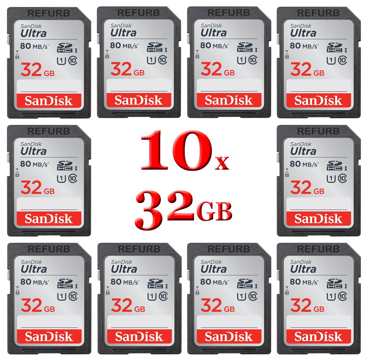 LOT 10x SanDisk SD ULTRA SD SDHC 32GB memory card