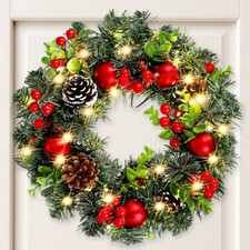 LED Elegant Red Christmas Wreath Red Fruit Christmas Wreath Window Door Wall