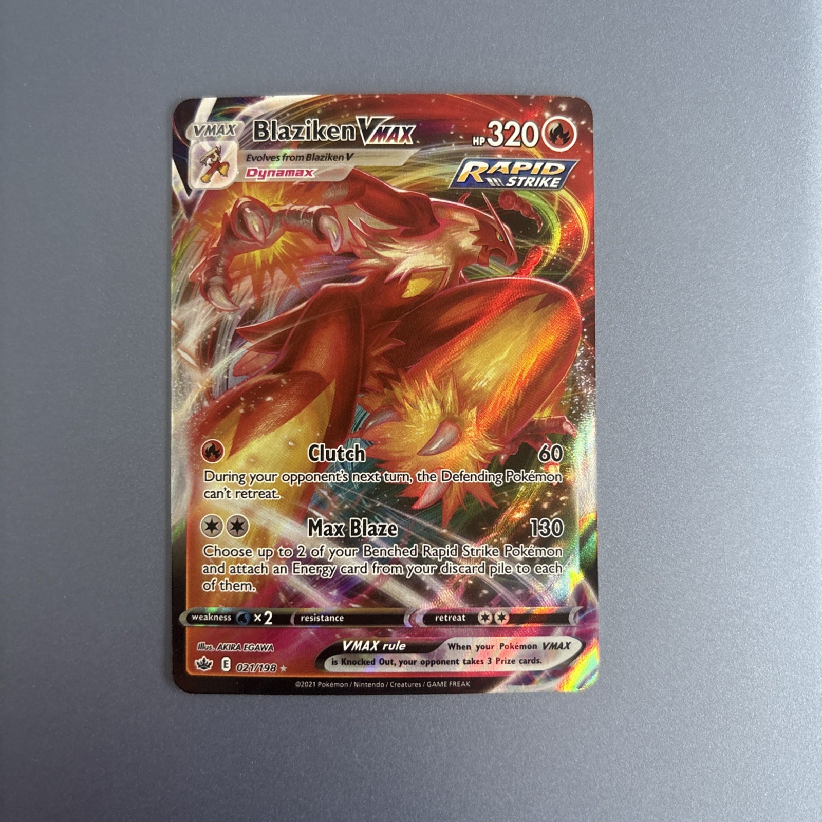 Pokémon TCG Blaziken VMAX 21/198 Full Art Sword & Shield Chilling Reign