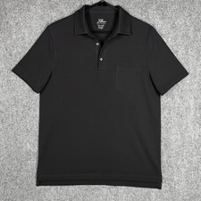 J.Crew Men s Polo Shirt Size L Black Short Sleeve Cotton Pocket Classic Fit