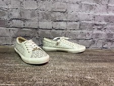Michael Kors Kids Size 4 Girls White Signature Style Ankle Sneakers Gold Accents
