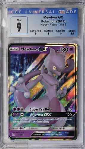 Mewtwo Gx 31/68 Holo Hidden Fates Pokemon CGC 9 Mint