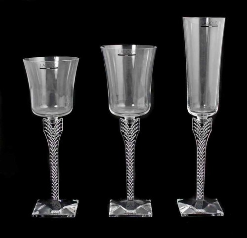 $505 Lalique COUTARD WATER GLASS wine stem 9" goblet New in Box VERRE 10083500 - Picture 6 of 7