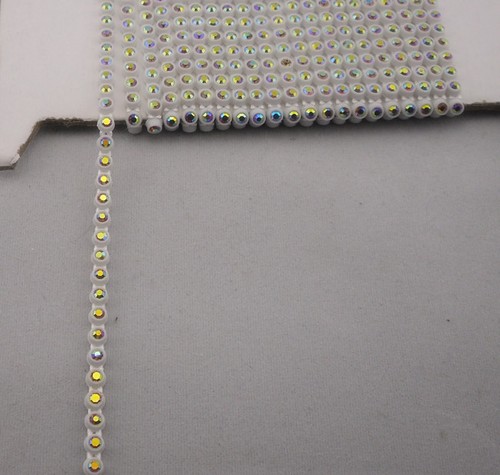 Aplique de cadena de plástico blanco estrás cristal AB grado A ss6 10 yardas PE - Imagen 10 de 25
