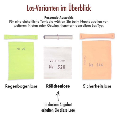 100 Tombolalose Nieten Röllchenlose Tombola Lose weiß - Bild 5 von 5
