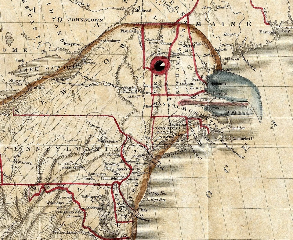 Póster de arte de pared de colección Eagle Map of the United States de 1833 11"x14" escuela en casa  Foto 2 de 2