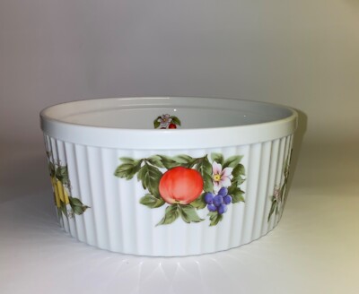 Vintage 1990s Andrea by Sadek Fruit and Blossom Oven to Table Porcelain Bowl. Ma
