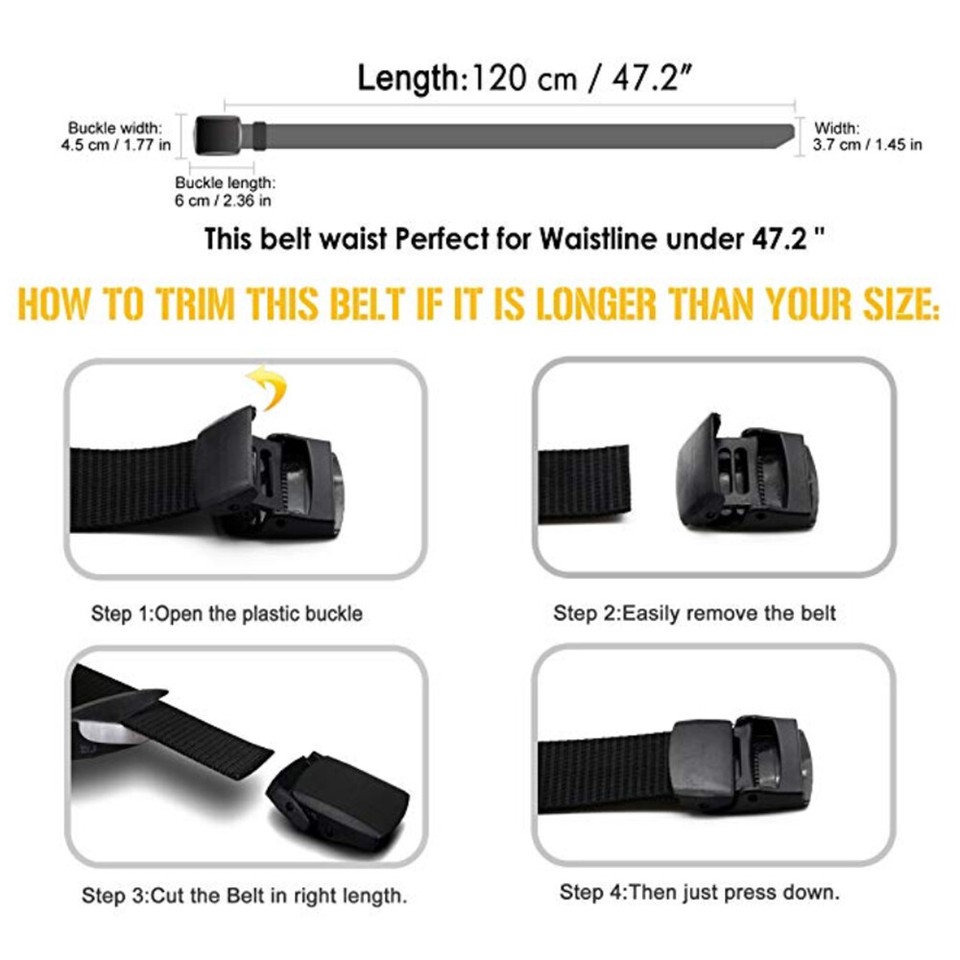 Coobbar 3-Pack Nylon Canvas Belt — Adjustable Slide Belt With Plastic Buckle, No Metal | Travel & Outdoor Belt Set