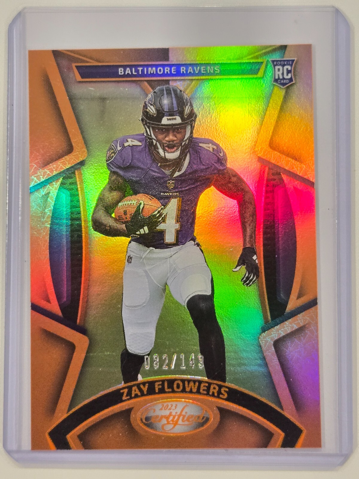 2023 Panini Certified - Rookies Mirror Orange #185 Zay Flowers 82/149 (RC)